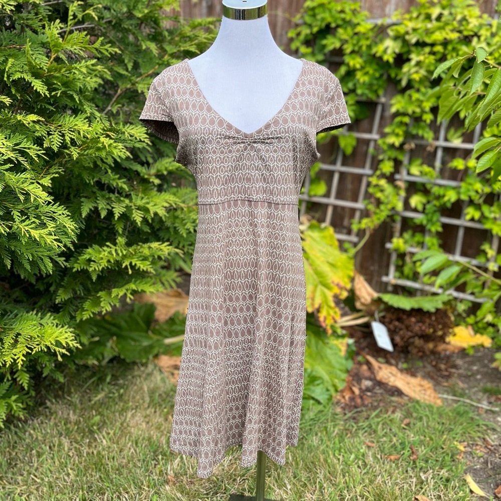 Toad&Co Rosemarie Organic Cotton Cap Sleeve Taupe Tan Pattern Size Medium